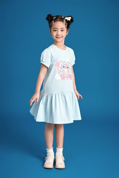 Đầm váy thun Stitch ngắn tay bé gái Rabity 550.106