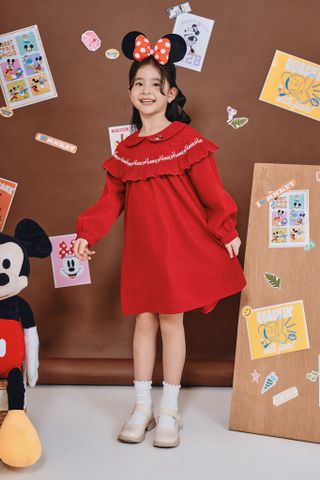 Đầm váy nhung dài tay Minnie bé gái Rabity 551.004