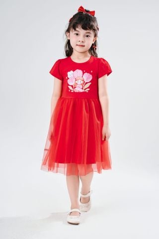 [Độc quyền Online] Đầm thun phối voan tay ngắn bé gái Rabity 950.047