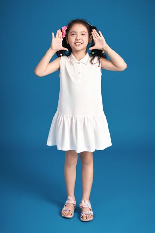 Đầm thun polo sát nách Stitch Disney bé gái Rabity 552.017