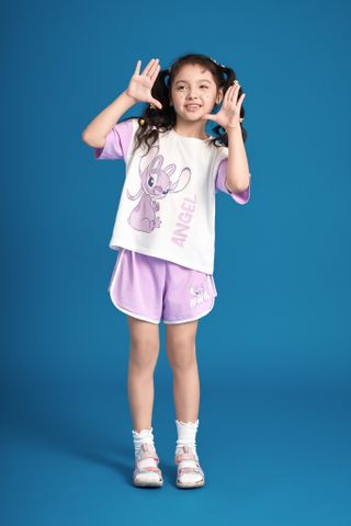Đồ bộ thun tay ngắn Stitch Disney bé gái Rabity 560.059