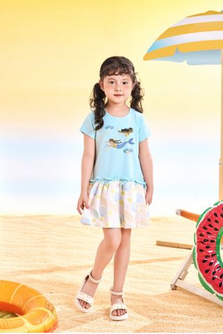 Đầm váy thun ngắn tay bé gái Rabity 950.074