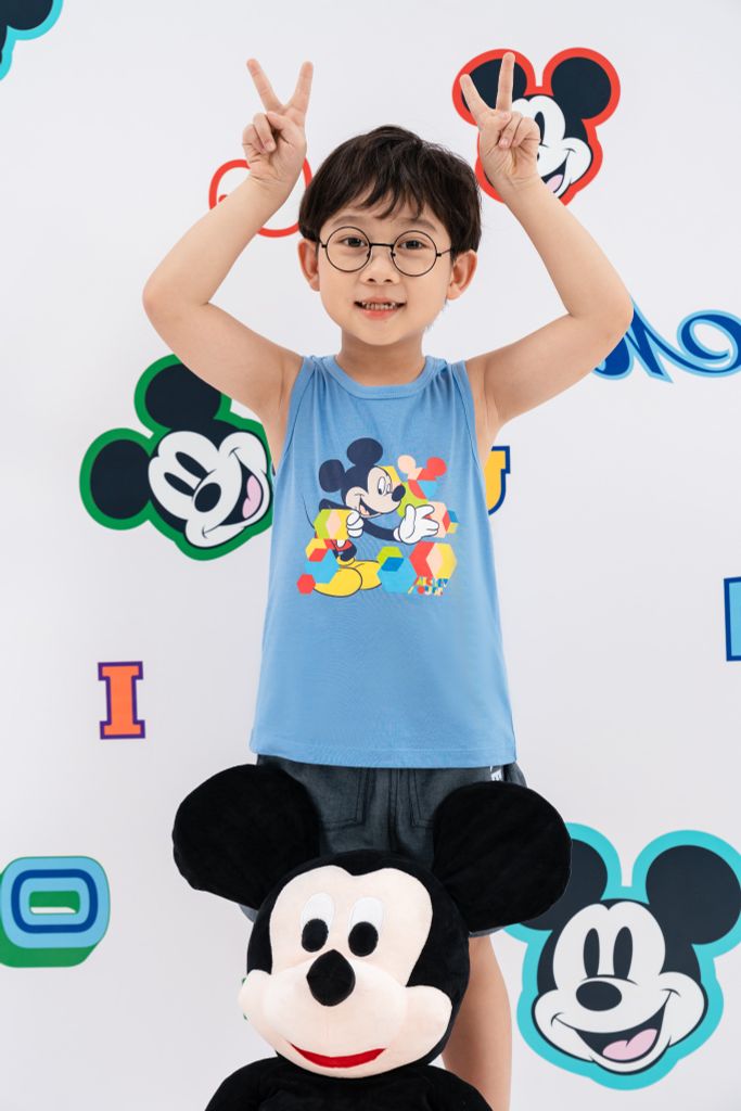 Áo thun sát nách Mickey bé trai Rabity 5679