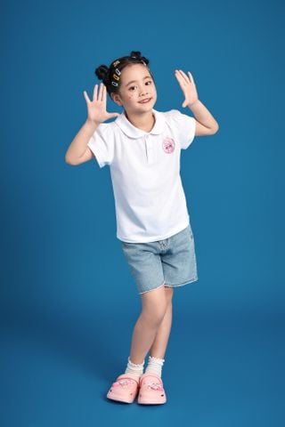 Áo thun tay ngắn cổ sen Stitch Disney bé gái Rabity 501.009