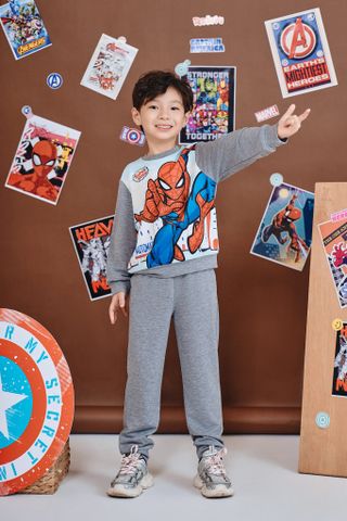 [Độc quyền Online] Đồ bộ nỉ da cá mỏng dài tay người nhện Spider-Man Marvel bé trai Rabity 566.004