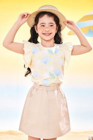 Áo thun tay ngắn hoạ tiết biển cả bé gái Rabity 900.107