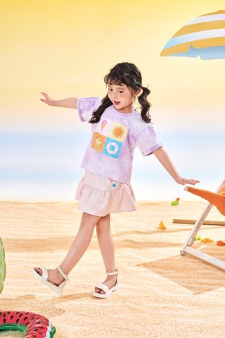 Áo thun loang màu tay ngắn bé gái Rabity 900.105