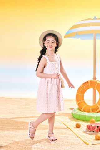Đầm thô hai dây hoa nhí bé gái Rabity 954.003