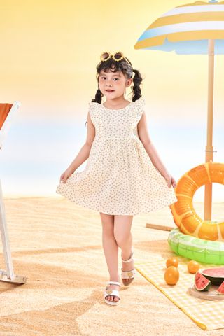 Đầm thô tay ngắn hoa nhí bé gái Rabity 950.068