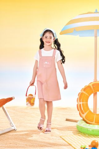 Yếm kaki thêu hoa bé gái Rabity 956.003