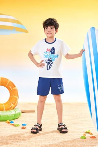 Đồ bộ thun tay ngắn hoạ tiết lướt sóng bé trai Rabity 960.047