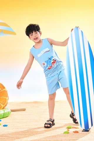 Đồ bộ thun sát nách cá mập bé trai Rabity 960.044