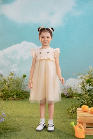 Đầm váy voan ngắn tay Vintage bé gái Rabity 950.028