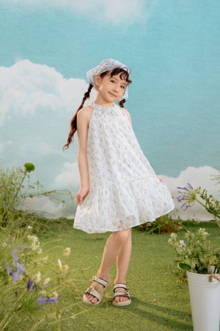 Đầm váy voan sát nách cổ yếm Vintage bé gái Rabity 952.013