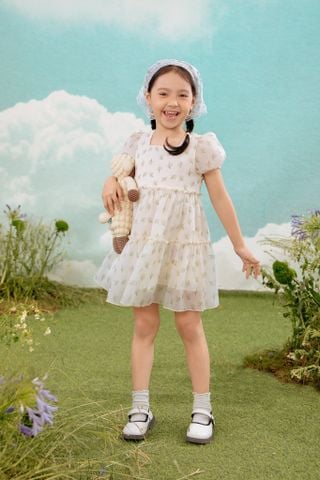 Đầm váy voan ngắn tay Vintage bé gái Rabity 950.025