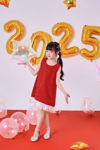 Đầm váy dạ nhũ lấp lánh sát nách bé gái Rabity 952.021