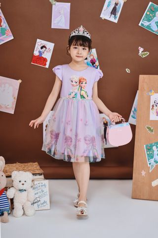 Đầm váy công chúa voan Elsa ngắn tay bé gái Rabity 550.031