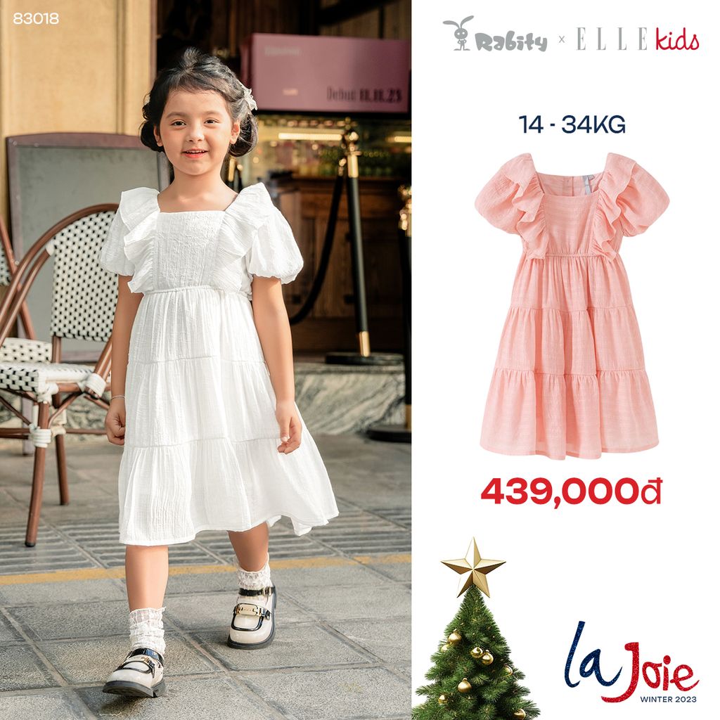 Đầm váy thô ngắn tay bé gái Rabity x ELLE Kids- designed in Paris 83018