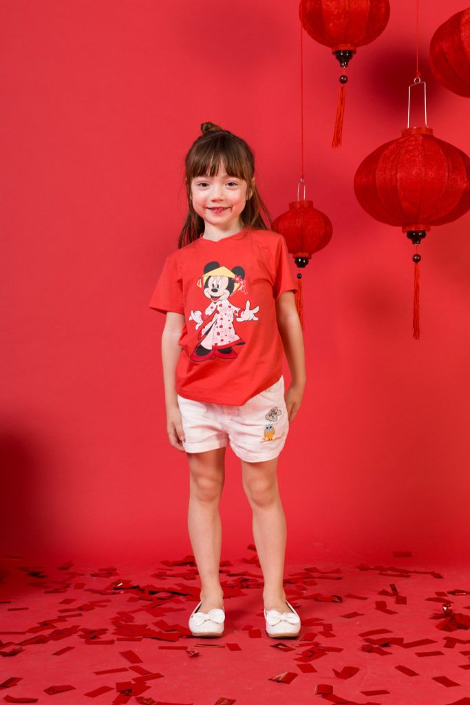 Áo thun Minnie ngắn tay bé gái Rabity 5341