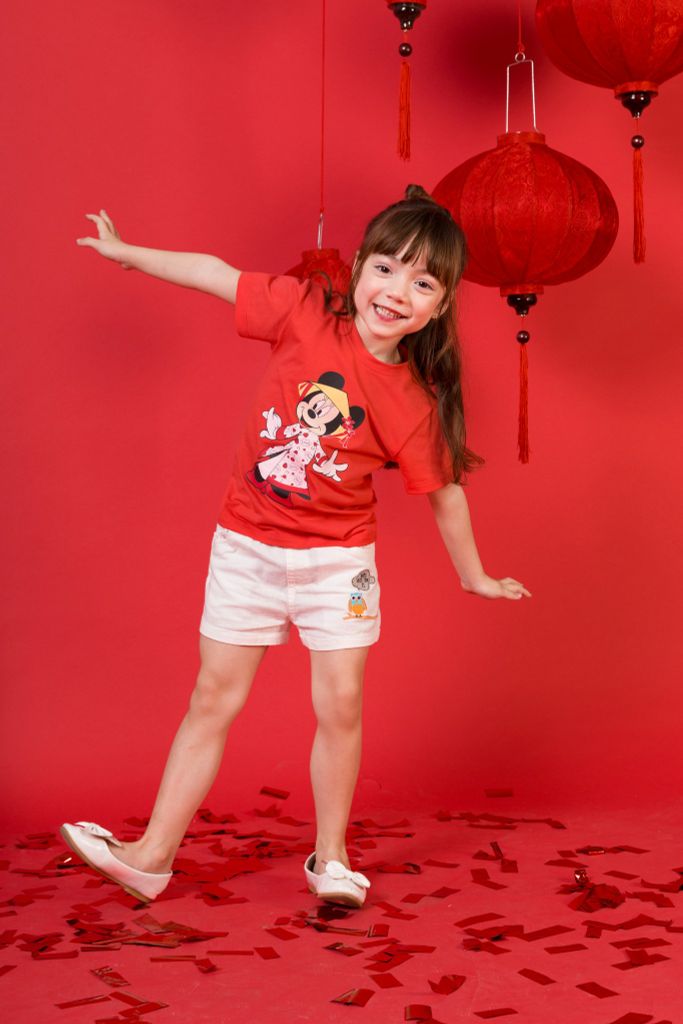 Áo thun Minnie ngắn tay bé gái Rabity 5341