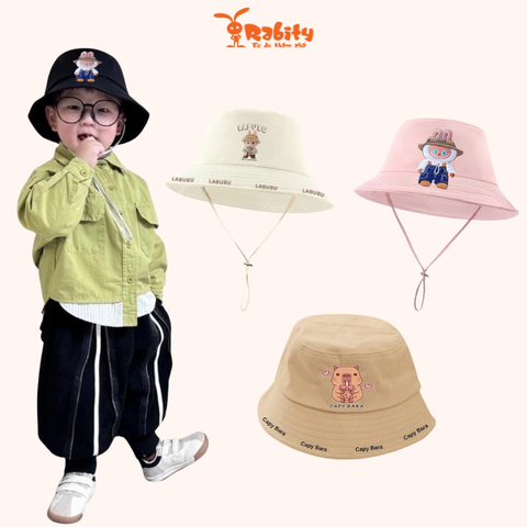 [QUÀ TẶNG] Mũ nón Bucket cho bé trai/bé gái thêu họa tiết Rabity 70043