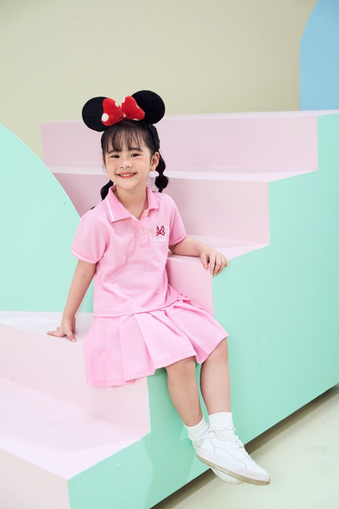 Đầm váy thun Polo ngắn tay Minnie bé gái Rabity 550.012