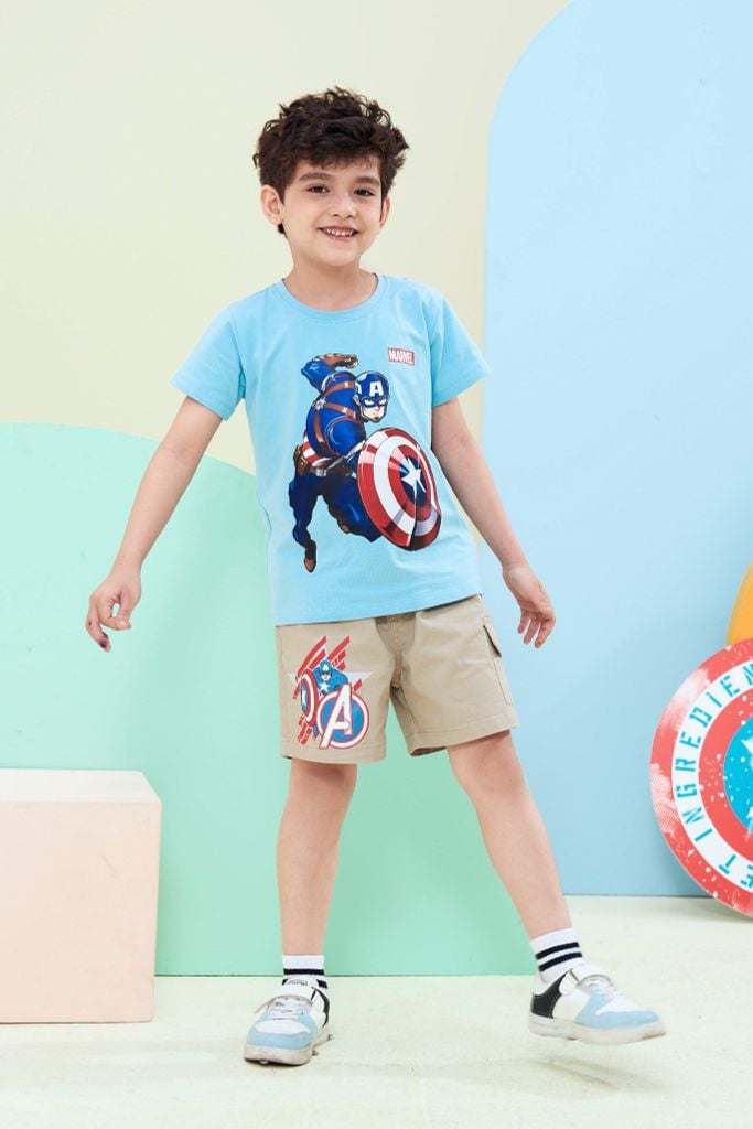 Quần short kaki Captain America bé trai Rabity 5800