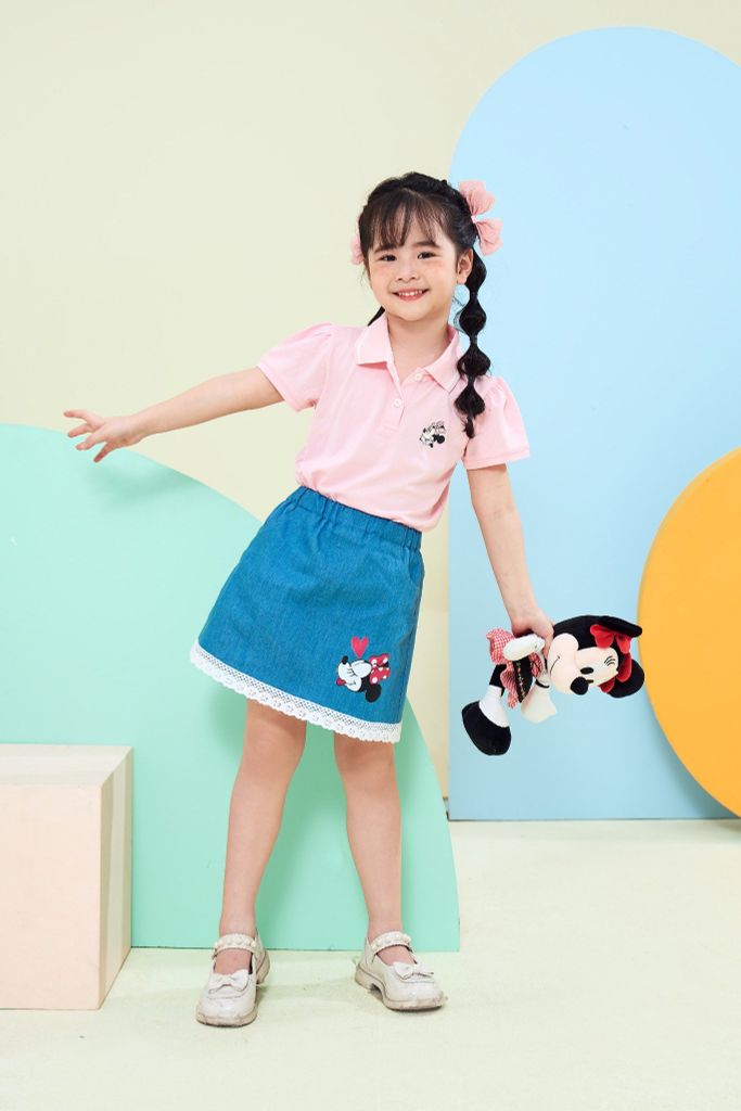 Áo thun polo ngắn tay Minnie bé gái Rabity 5802