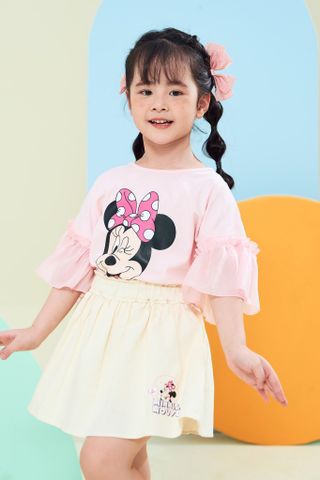Áo thun tay ngắn phối voan Minnie Disney bé gái Rabity 503.003
