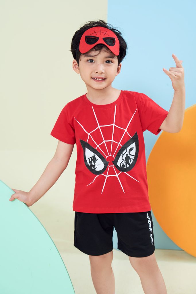 Bộ thun ngắn tay Spider-man bé trai Rabity 560.005