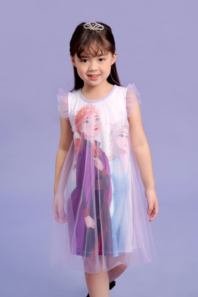Đầm váy Elsa ngắn tay bé gái Rabity 5383
