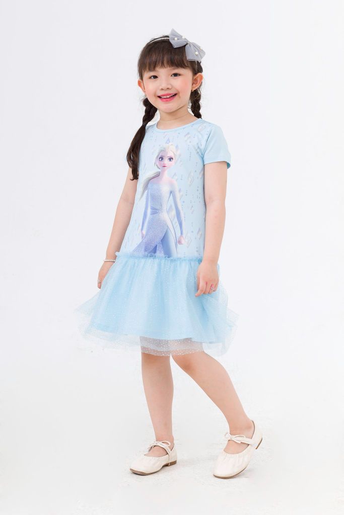 Đầm váy Elsa ngắn tay bé gái Rabity 5382