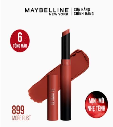  Son Thỏi Maybelline New York Color Sensational Ultimatte Matte Lipstick 1.7g .#899 More Rust 