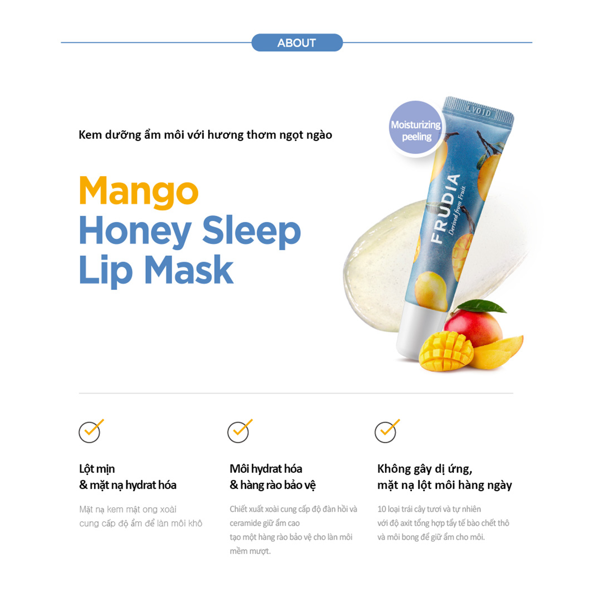  Son Dưỡng Ẩm Frudia Mango Honey Lip Mask Mật Ong Xoài 10g 
