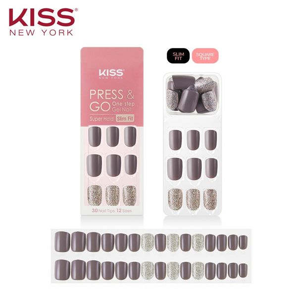  Bộ 30 Móng Tay Gel Tự Dán Press & Go Kiss New York Nail Box - Shiny Pebble (KPNS16K) 