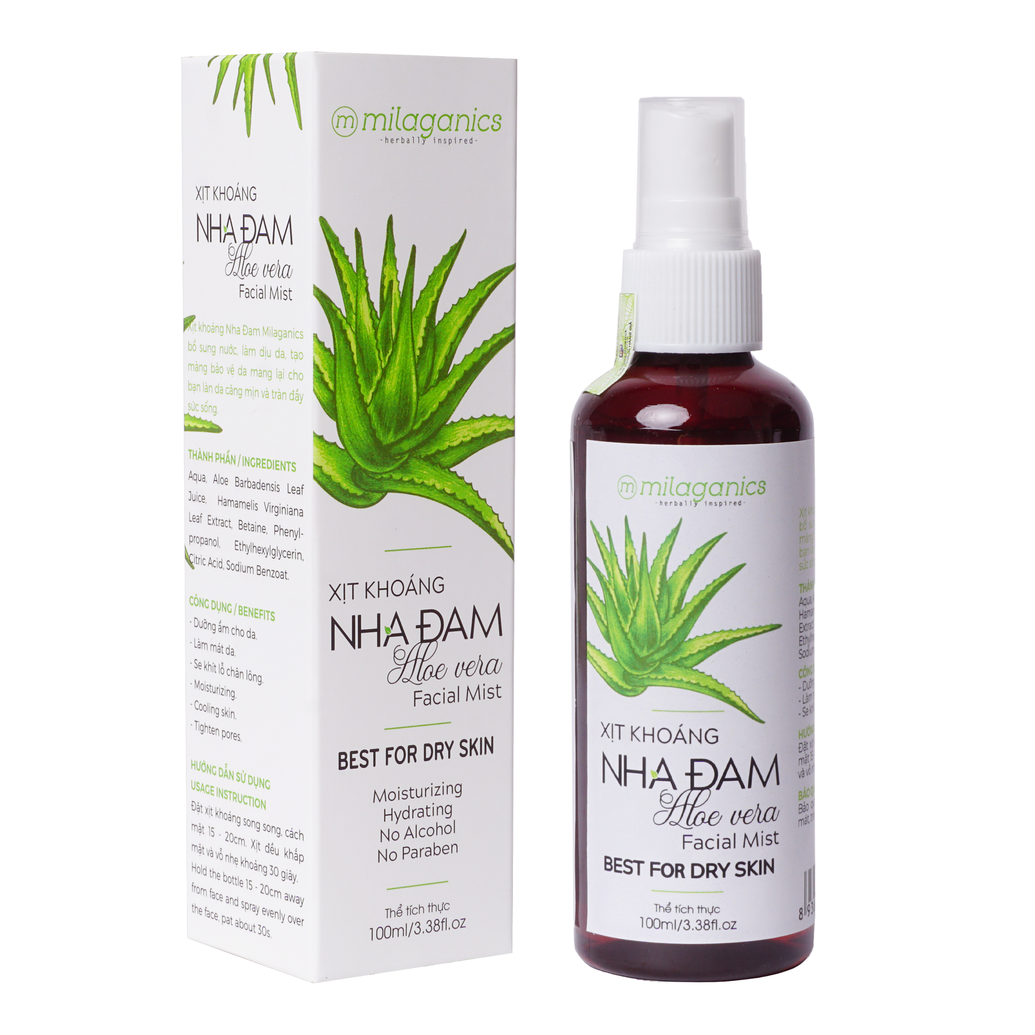 Xịt Khoáng Nha Đam Milaganics 100ml – Kềm Nghĩa - Nghia Nippers Xịt Khoáng Nha Đam Milaganics 100ml – Kềm Nghĩa - Nghia Nippers