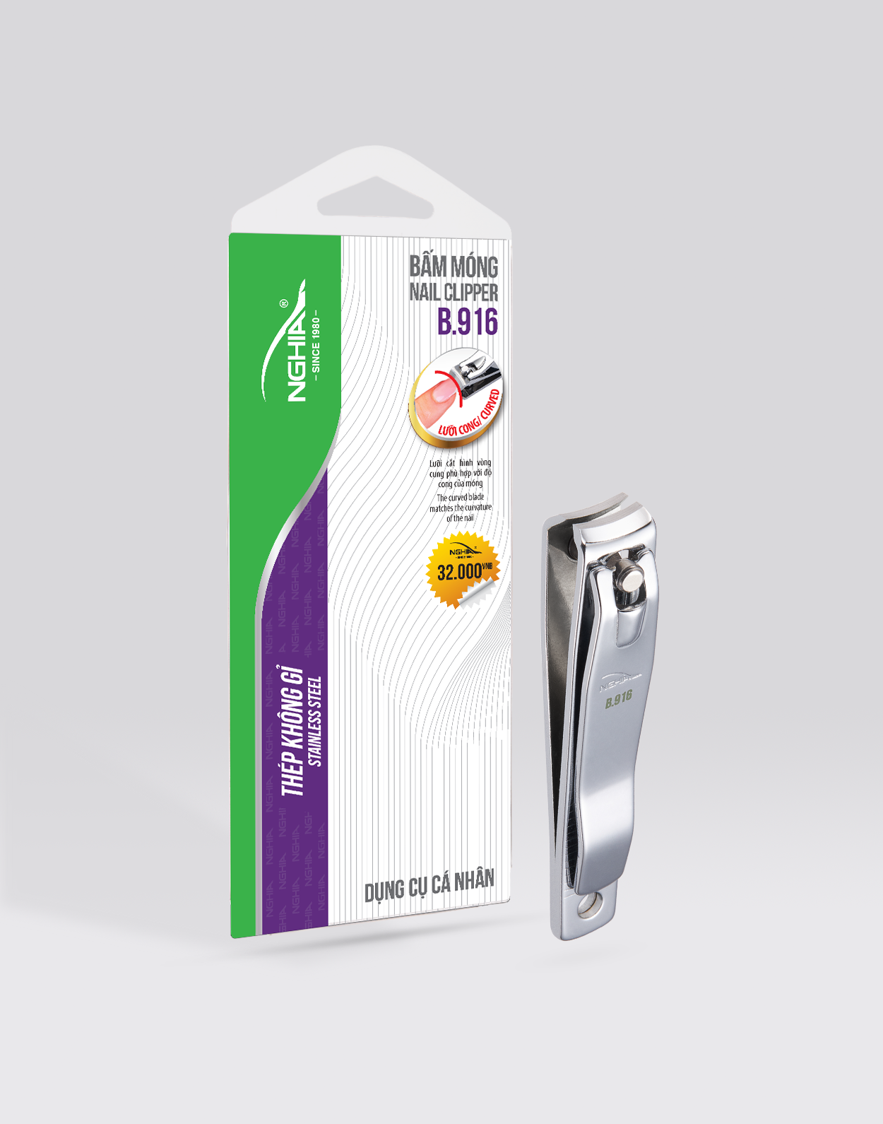 Bấm móng tay Kềm Nghĩa thép chuyên dụng lưỡi cong loại lớn B.916