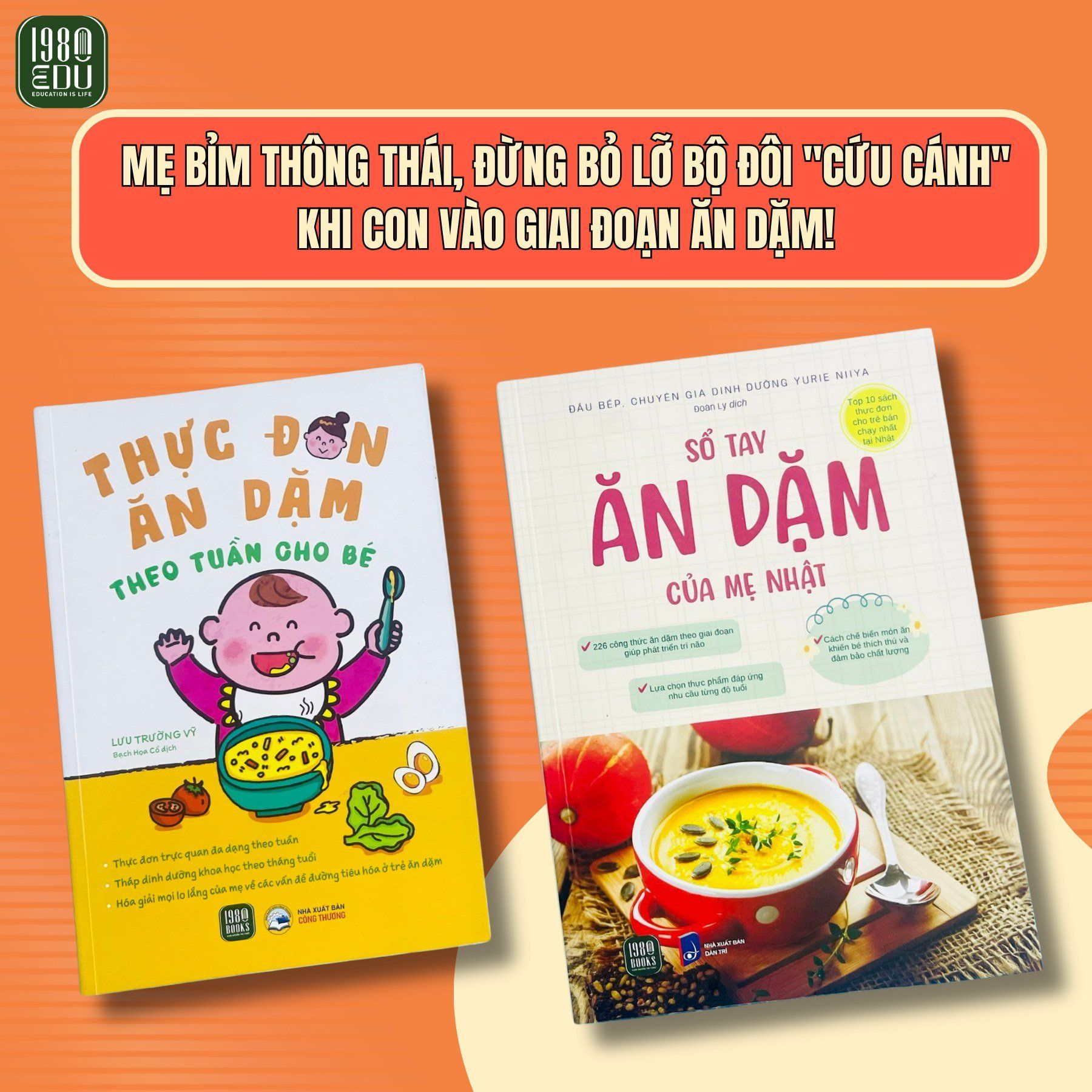  Combo 2 cuốn sách Thực đơn ăn dặm theo tuần + Sổ tay ăn dặm của mẹ Nhật 