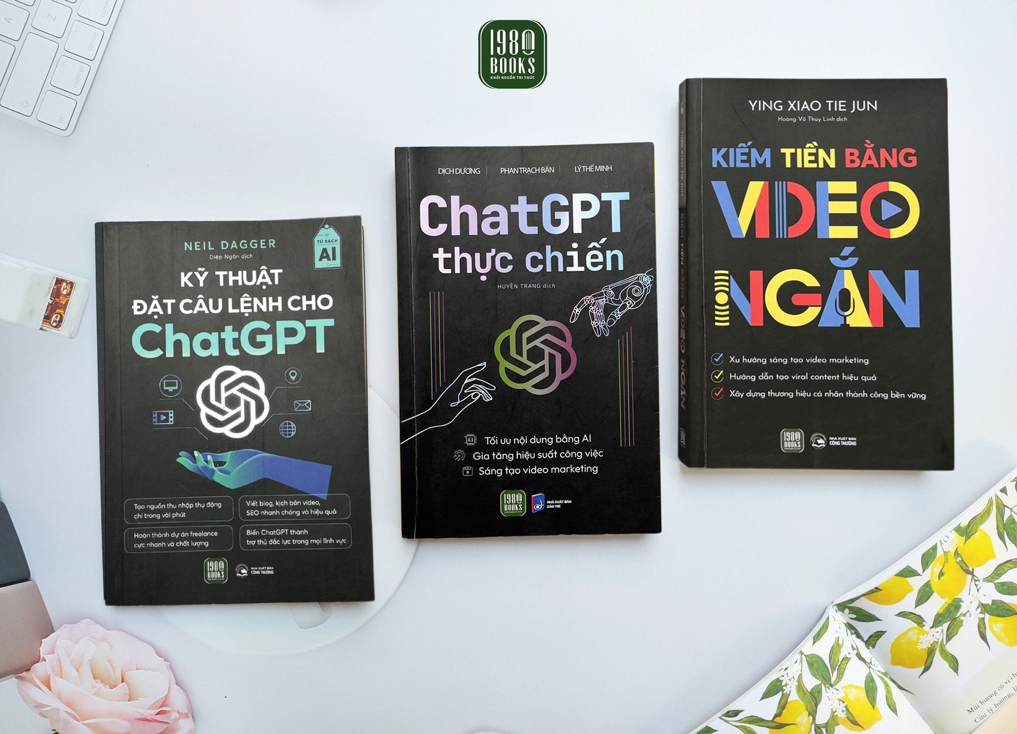  Combo 3 cuốn sách Kỹ thuật đặt lệnh cho ChatGPT + ChatGPT thực chiến + Kiếm tiền bằng video ngắn 