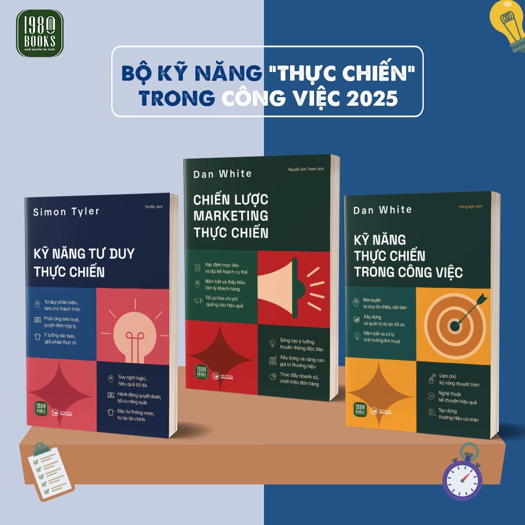  Combo 3 cuốn sách Kỹ năng tư duy thực chiến + Chiến lược marketing thực chiến + Kỹ năng thực chiến trong công việc 