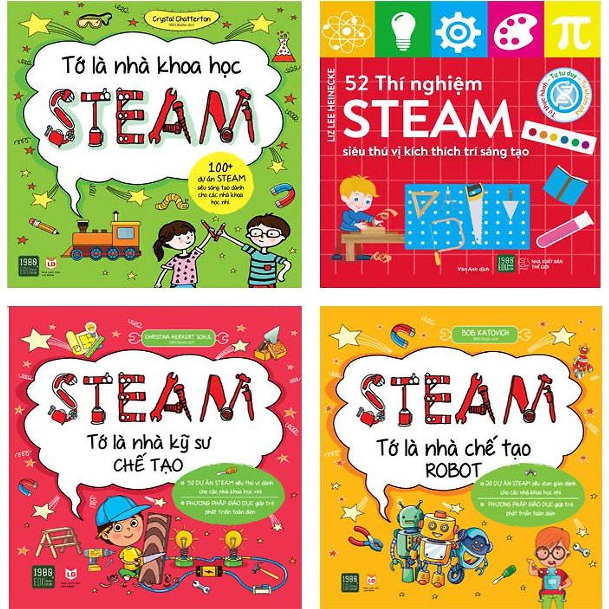  Combo 4 Cuốn Steam: Tớ Là Nhà Khoa Học Steam, 52 Thí Nghiệm Steam Siêu Thú Vị Khích Thích Trí Sáng Tạo, Steam Tớ Là Nhà Kỹ Sư Chế Tạo, Steam Tớ Là Nhà Chế Tạo Robot 