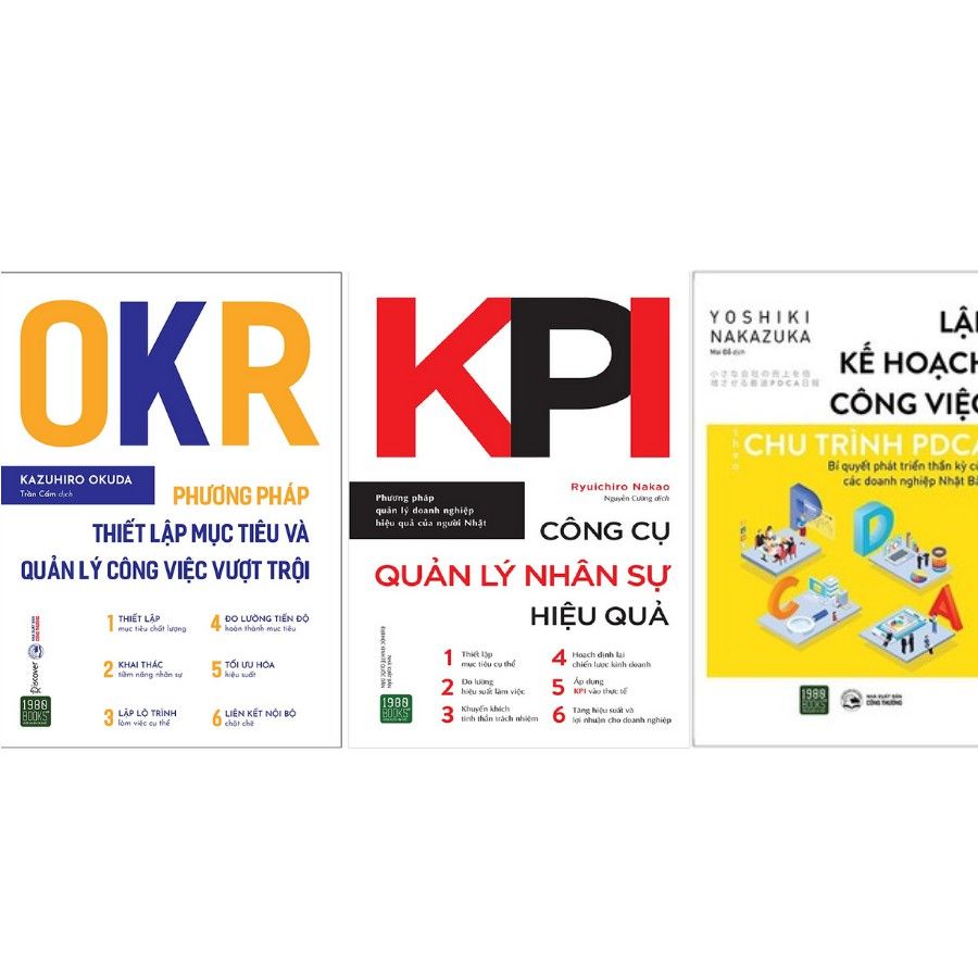  Sách - Combo 3 cuốn OKR + KPI + Lập Kế Hoạch Công Việc Theo Chu Trình PDCA - 1980Books 
