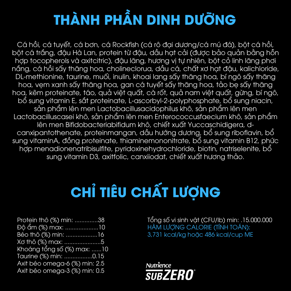  NT Subzero cho Mèo - Cá biển cao cấp và rau củ quả tự nhiên (Cho mọi giống mèo ở mọi lứa tuổi) - NEW LOOK 