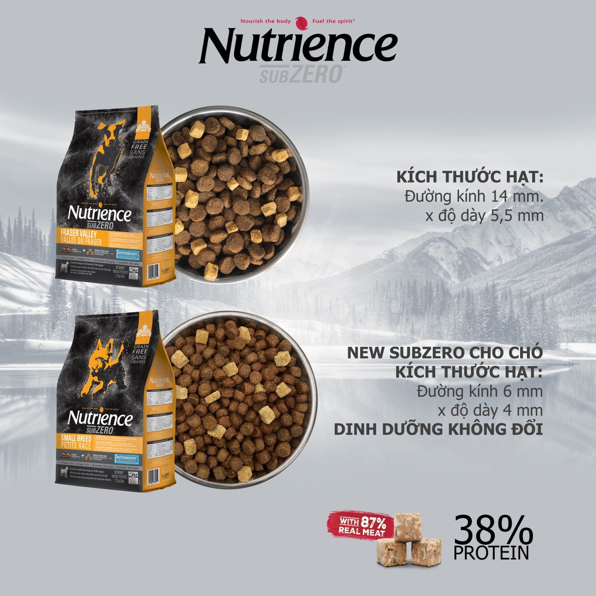  NT Subzero cho Chó (hạt nhỏ) - Gà tây, cá hồi, cá trích, cá tuyết và rau củ quả tự nhiên (Cho mọi giống chó ở mọi lứa tuổi) 