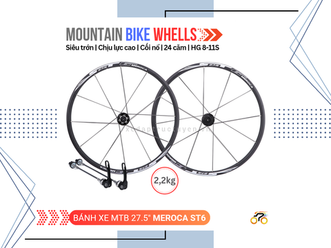 BÁNH XE ĐẠP MTB 27.5” - MEROCA ST6 - HG (CỐI NỔ) - THẮNG ĐĨA - LÍP THẢ 7,8,9,10,11 - 24L