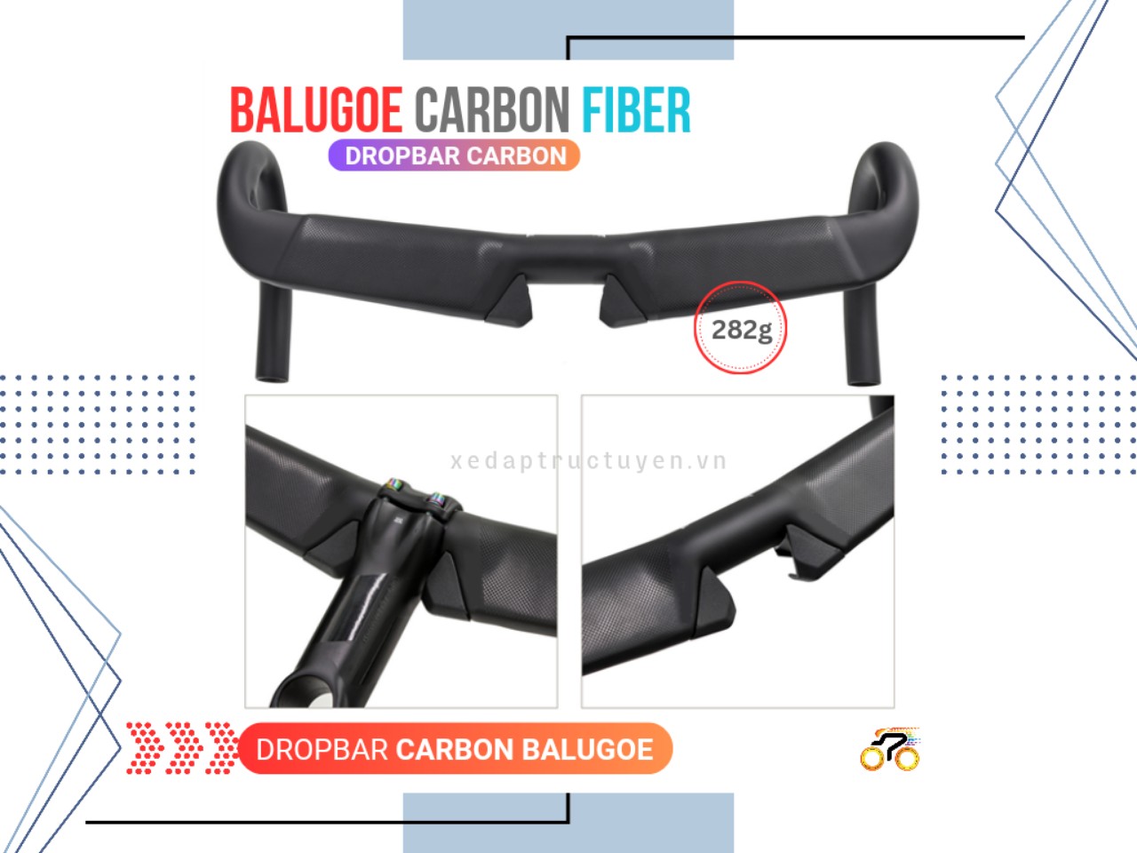 GHI ĐÔNG XE ĐẠP - CARBON BALUGOE - 31.8mm x 420mm - 282g