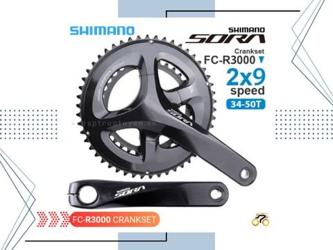 GIÒ DĨA XE ĐẠP ROAD - SHIMANO SORA FC R3000 - 34-50T - NHÔM (KHÔNG KÈM CỐT RỖNG)