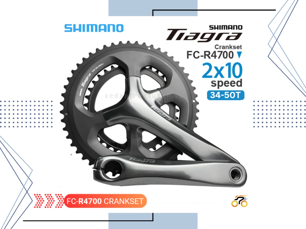 GIÒ DĨA XE ĐẠP ROAD - SHIMANO TIAGRA FC R4700 - 34-50T - NHÔM (KHÔNG KÈM CỐT RỖNG)