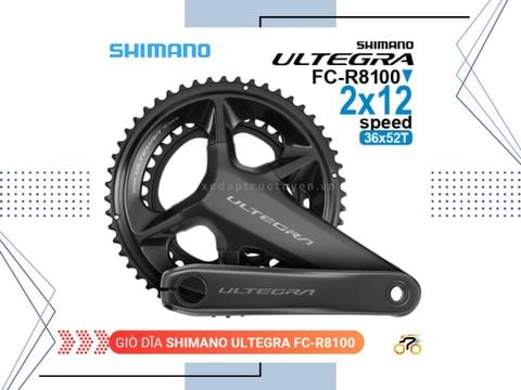 GIÒ DĨA XE ĐẠP ROAD - SHIMANO ULTEGRA R8100 - 36-52T - NHÔM (KHÔNG KÈM CỐT RỖNG)