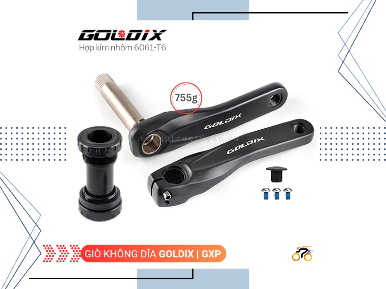 GIÒ KHÔNG DĨA MTB - GOLDIX - GXP (KÈM TRỤC RỖNG)